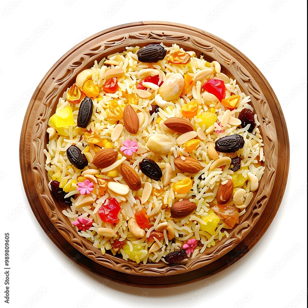 Plate of tasty Zarda with on white background. Plate of tasty Zarda with on white background.