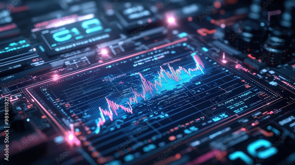 Falling Financial Trends in Digital Chart Falling Financial Trends in Digital Chart
