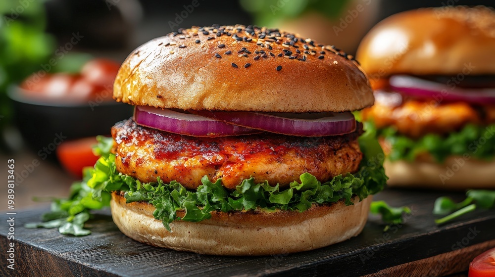 a photo of grilled chicken burger a photo of grilled chicken burger