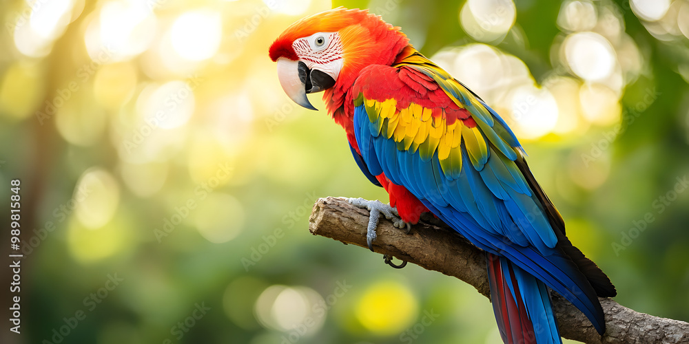 Vibrant parrot perched on tree branch Vibrant parrot perched on tree branch