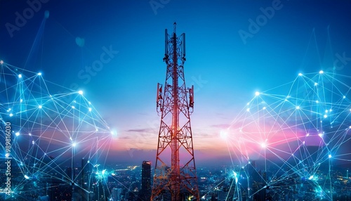 background with lightning, tower, sky, antenna, communication,