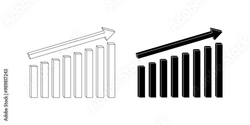 graph bar icon set isolated on white background 