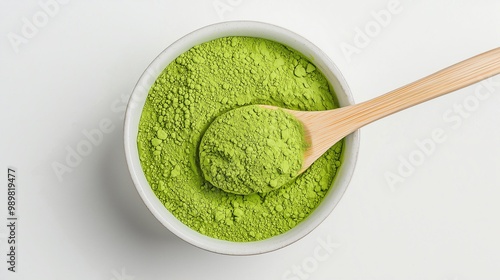 Vibrant Green Matcha Powder in a Bowl