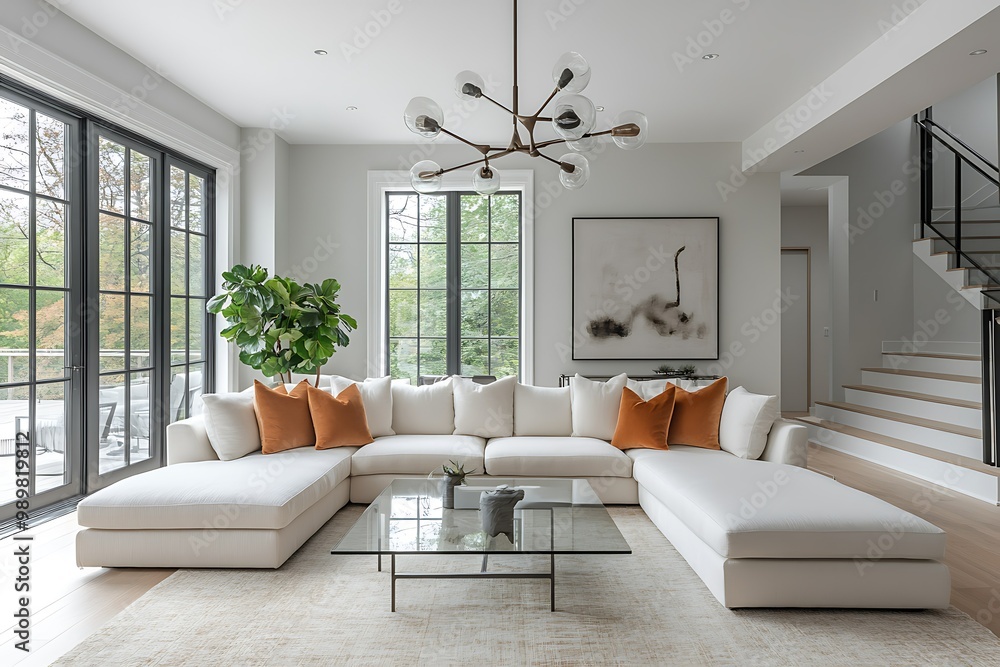 Modern living room with elegant furniture and decor. Modern living room with elegant furniture and decor.