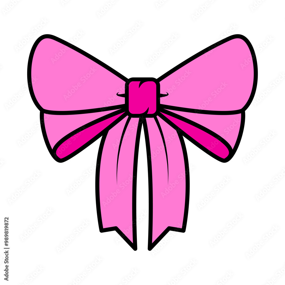 Pink ribbon cartoon, digital art illustration. Pink ribbon cartoon, digital art illustration.