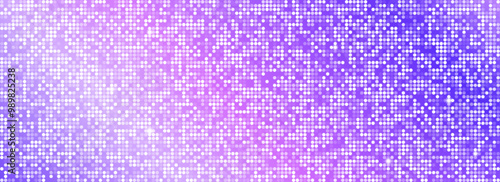 Purple disco party pattern background. Iridescent sequin mosaic texture. Abstract violet shining halftone wallpaper. Pop up comic sparkling glitter backdrop. Retro vector design template