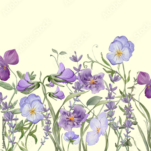 12x12 Floral - 12x12_Small Flowers_ Purple_Yellow Background