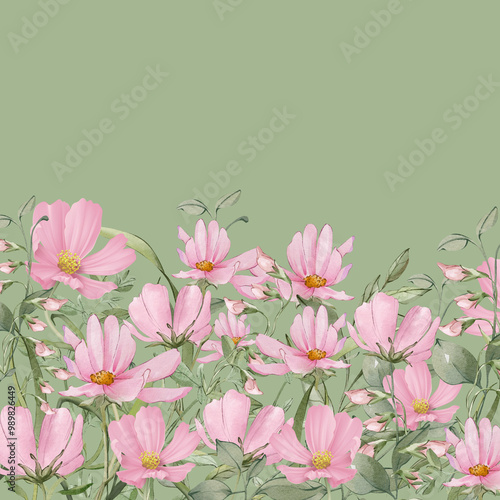 12x12 Floral - 12x12_Small Flowers_ Pink_Green Background