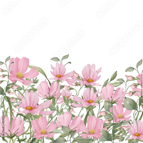 12x12 Floral - 12x12_Small Flowers_ Pink_Light Blue Background