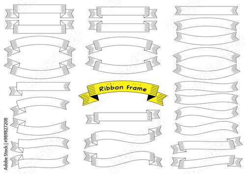 ビンテージ風のリボンのフレームのセット
