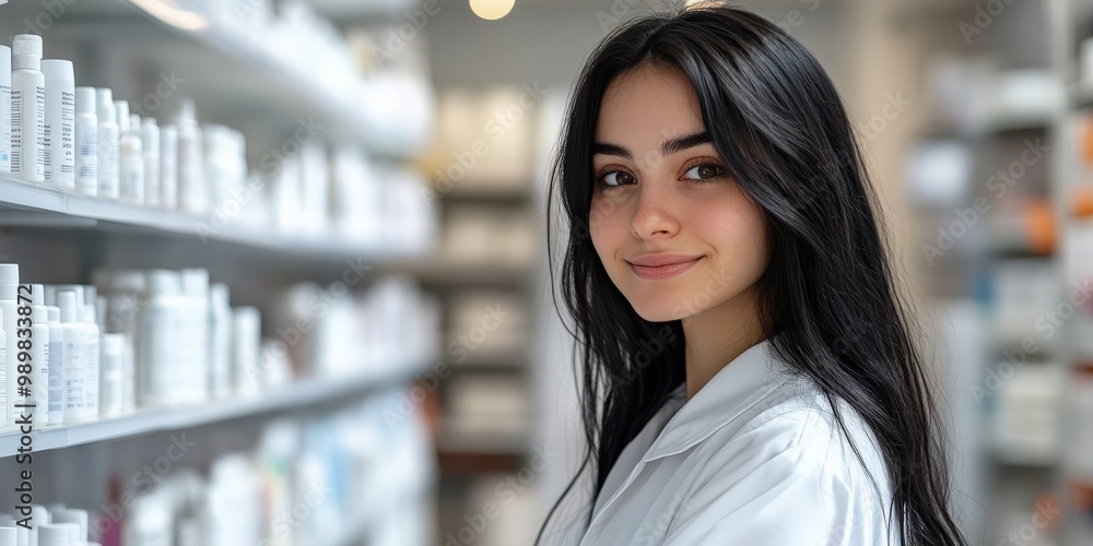 Skincare professional confidently standing in a beauty store Skincare professional confidently standing in a beauty store