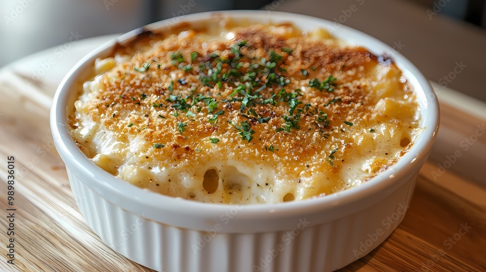 Creamy baked macaroni and cheese with a golden breadcrumb topping. Creamy baked macaroni and cheese with a golden breadcrumb topping.