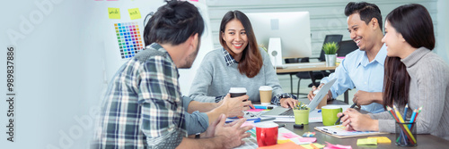 Banner Diversity multiethnic team group of business people Present meeting conference room brainstorm. Multicultural Teamwork collaborate team people meeting together trust partner with copy space.