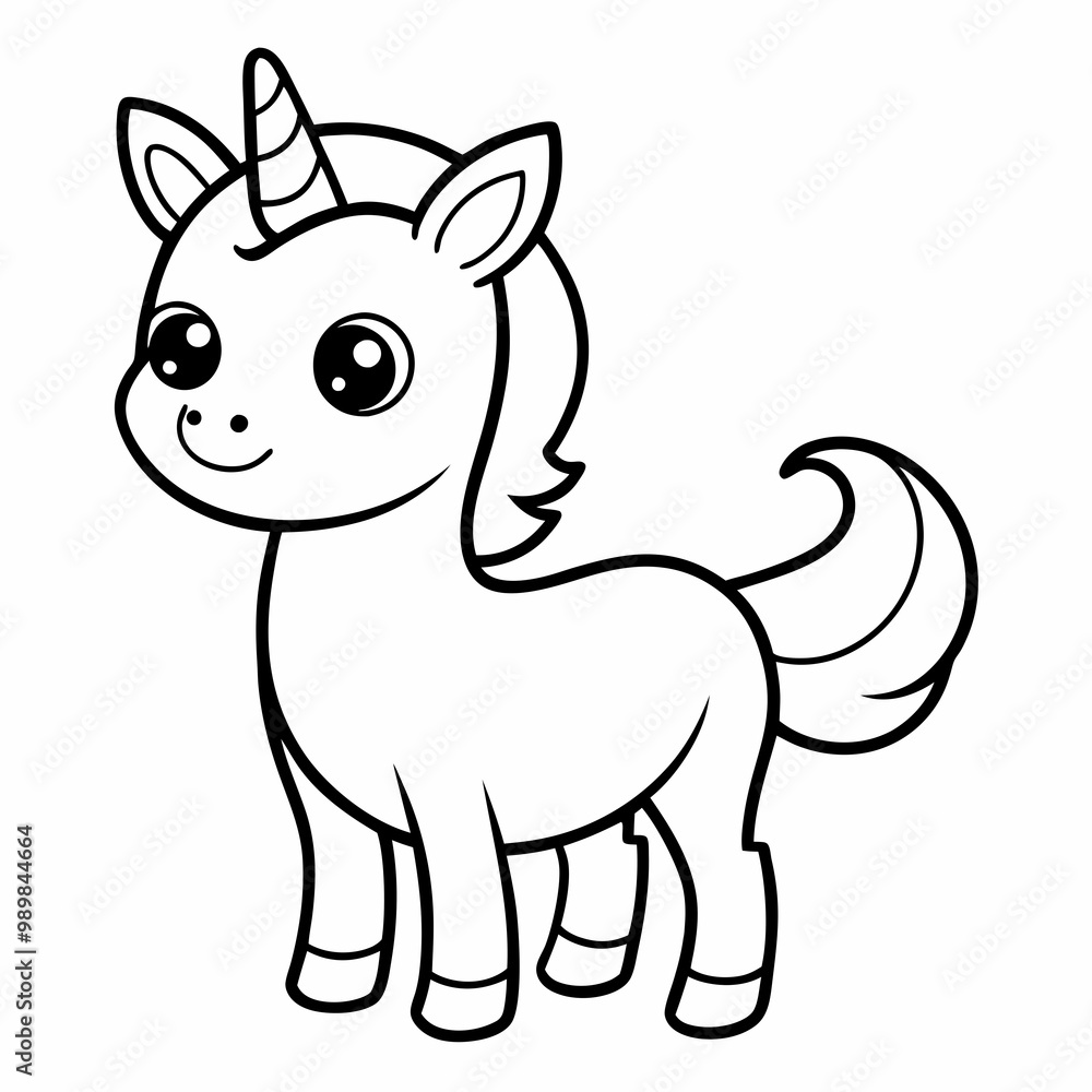 Fototapeta premium Unicorn outline with white background, for coloring page