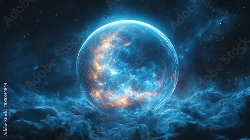 Glowing Planet in Space