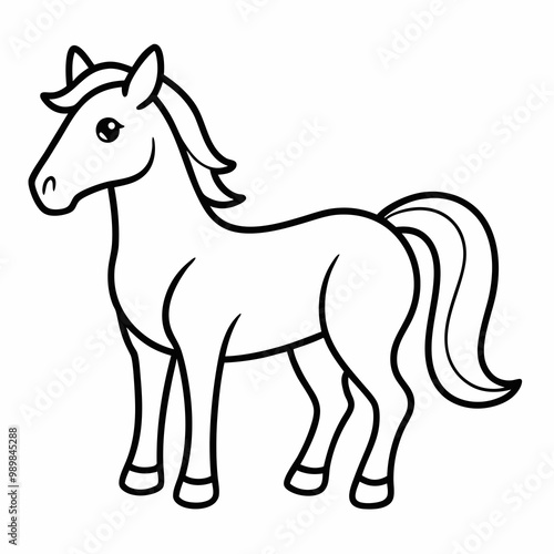 Horse outline for colouring book page 