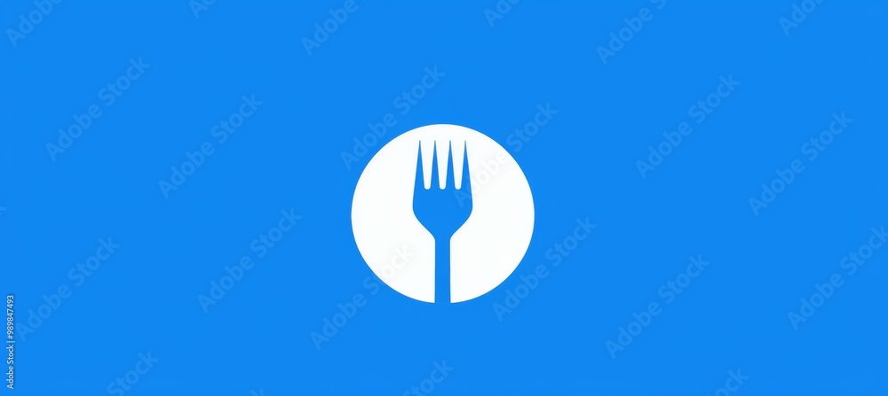 Minimalist logo featuring a fork inside a circle, designed to represent a food app. The logo is in white against a blue background, conveying simplicity and elegance, ideal for culinary branding. Minimalist logo featuring a fork inside a circle, designed to represent a food app. The logo is in white against a blue background, conveying simplicity and elegance, ideal for culinary branding.