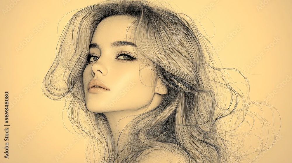 A Portrait of a Woman with Long Hair A Portrait of a Woman with Long Hair