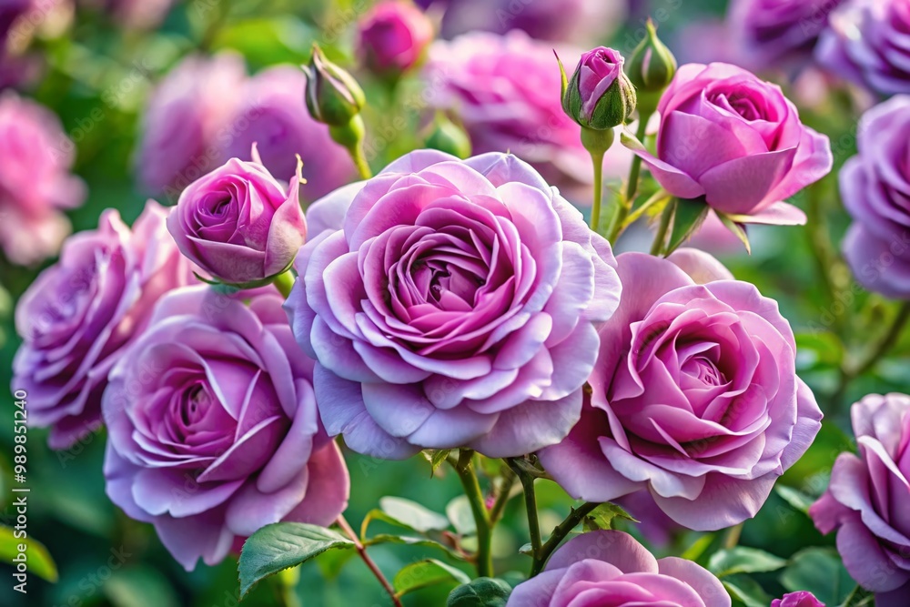 Fototapeta premium Beautiful Lavender Pink Roses in Bloom Showcasing Their Delicate Petals and Romantic Appeal