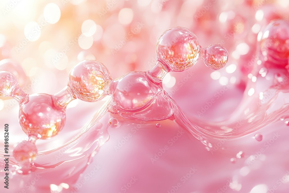 Pink Water Droplets: A mesmerizing close-up of pink water droplets cascading and intertwining, creating a mesmerizing display of abstract beauty and fluid dynamics. The soft lighting creates a dreamy Pink Water Droplets: A mesmerizing close-up of pink water droplets cascading and intertwining, creating a mesmerizing display of abstract beauty and fluid dynamics. The soft lighting creates a dreamy