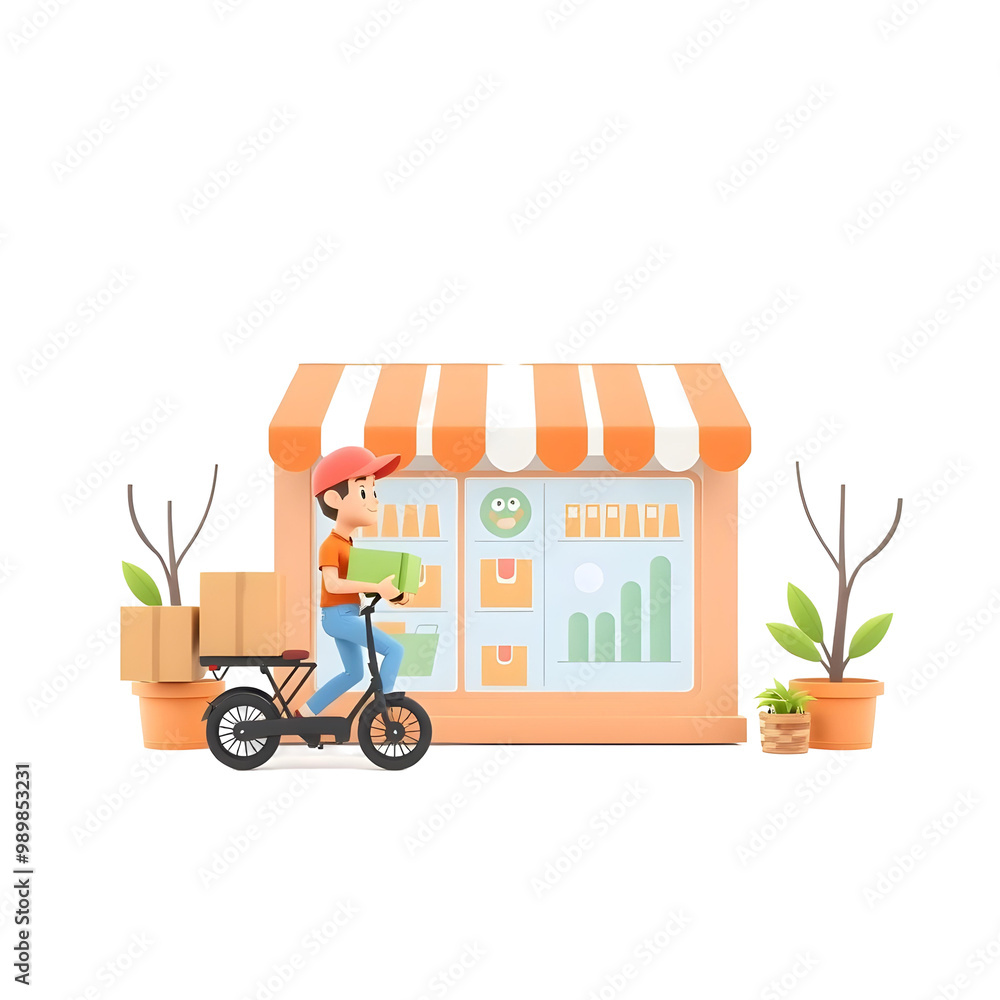 Obraz premium Online shopping store 3d illustration isolated on a transparent background.