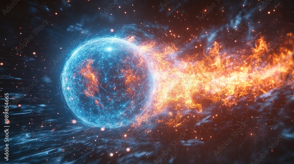 Obraz premium Abstract Sphere in Fire