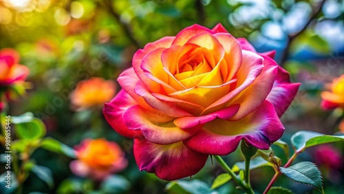 Beautiful Thron Rose with Delicate Petals and Vibrant Colors Set Against a Soft Natural Background