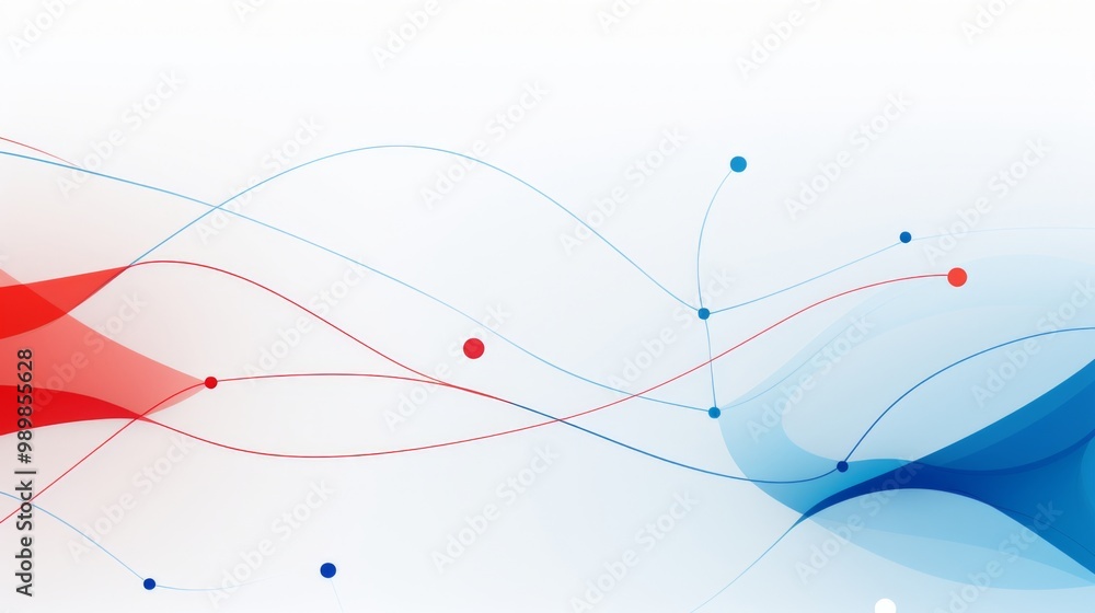 White screen featuring an abstract line drawing with one red and three blue lines, illustrating AI's role in creating network connections between data points in web design. White screen featuring an abstract line drawing with one red and three blue lines, illustrating AI's role in creating network connections between data points in web design.