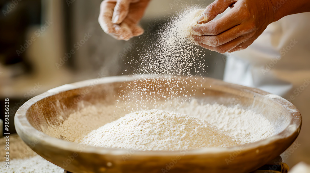 Fototapeta premium Sifting Flour for Nutrient-Dense Baking Goods