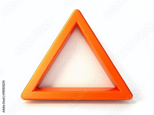 Bright Orange Triangle with Bold Red Outline on a Clean White Background for Design Purposes