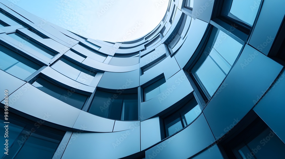 Fototapeta premium odern architectural facade blending geometric and wind aesthetics image