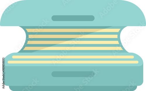 Modern solarium sunbathing tanning bed opening, front view, isolated on white background