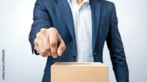 Businessman Casting Vote in Electoral Process