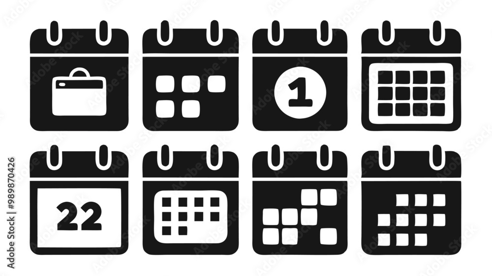 Week 04 Icon Calendar Icon Set. Features editable time management symbols. Includes ...