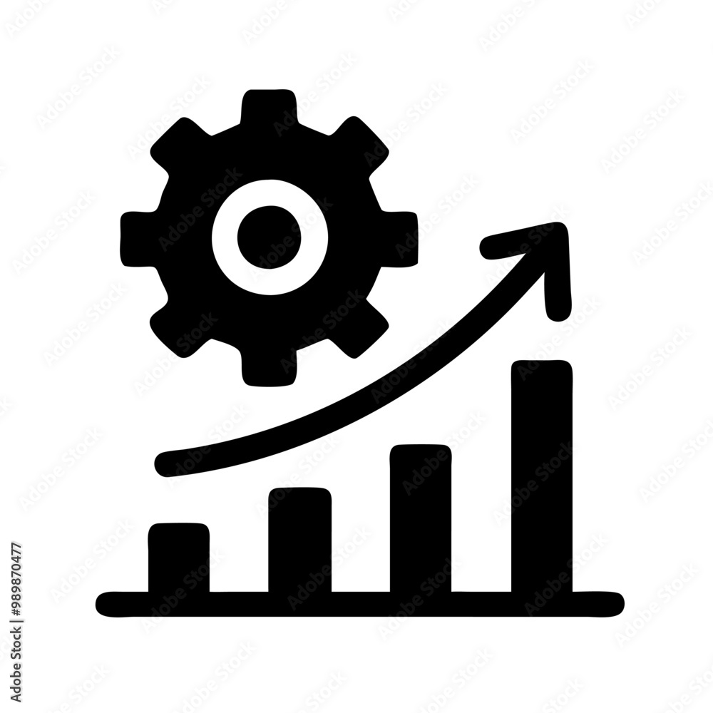 Efficiency increase. Productivity chart icon concept isolated on white background. Vector illustration Efficiency increase. Productivity chart icon concept isolated on white background. Vector illustration