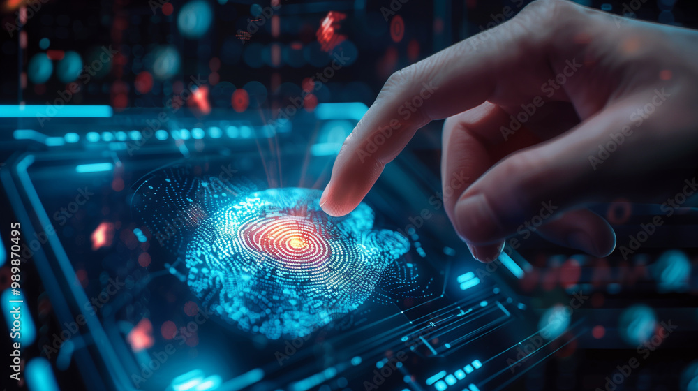 fingerprint biometric verification for cyber security, modern digital data protection technology virtual fingerprint scanner fingerprint biometric verification for cyber security, modern digital data protection technology virtual fingerprint scanner