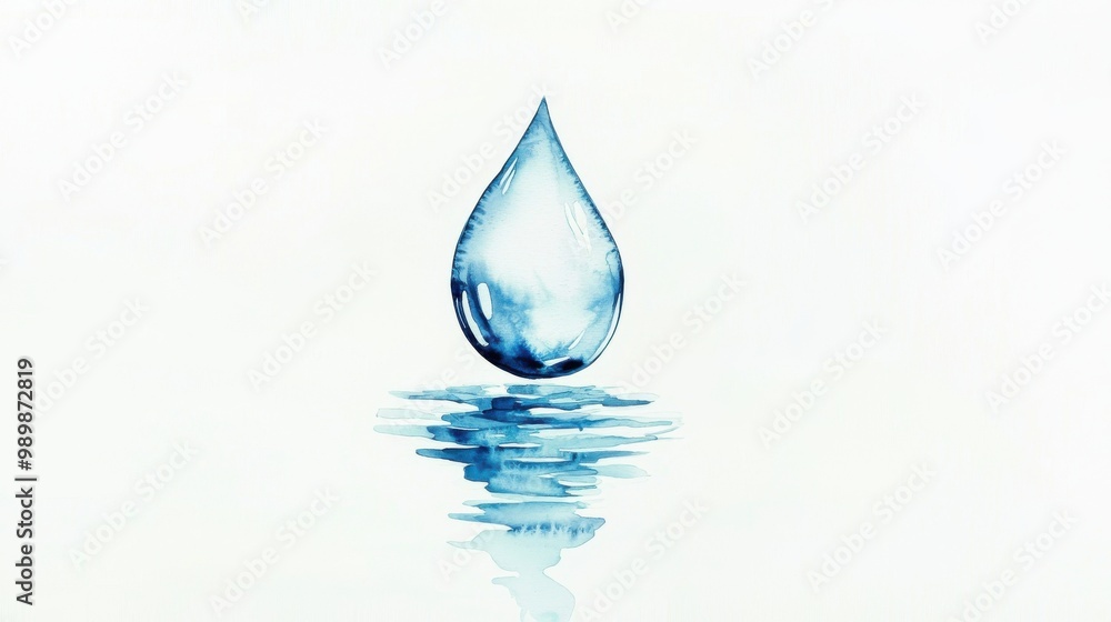 A serene watercolor illustration of a droplet of water reflecting gracefully on a calm surface, symbolizing tranquility. A serene watercolor illustration of a droplet of water reflecting gracefully on a calm surface, symbolizing tranquility.