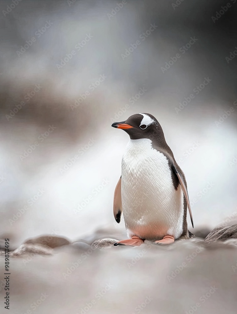 Fototapeta premium penguin isolated on abstract background