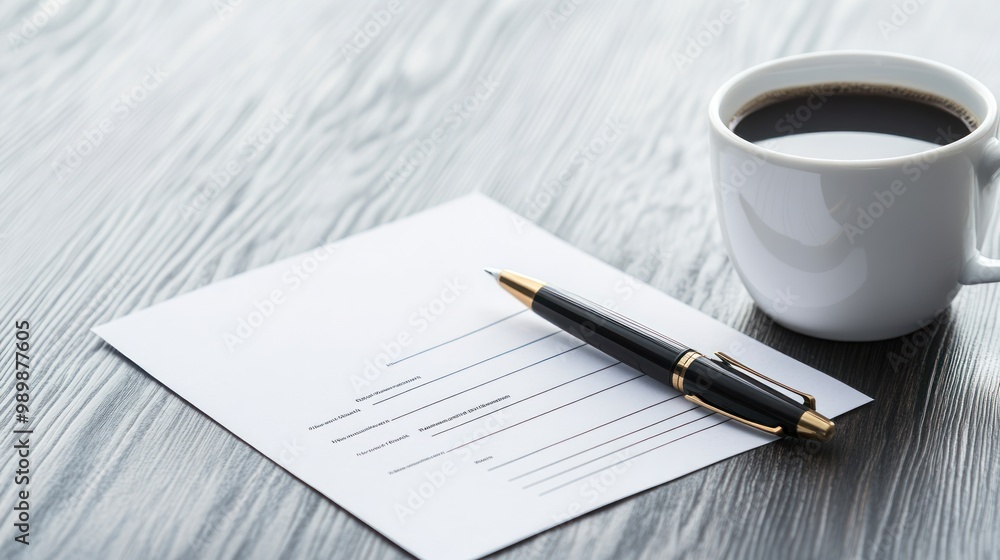 A business loan application form partially filled out with a pen resting on it, next to a coffee cup A business loan application form partially filled out with a pen resting on it, next to a coffee cup