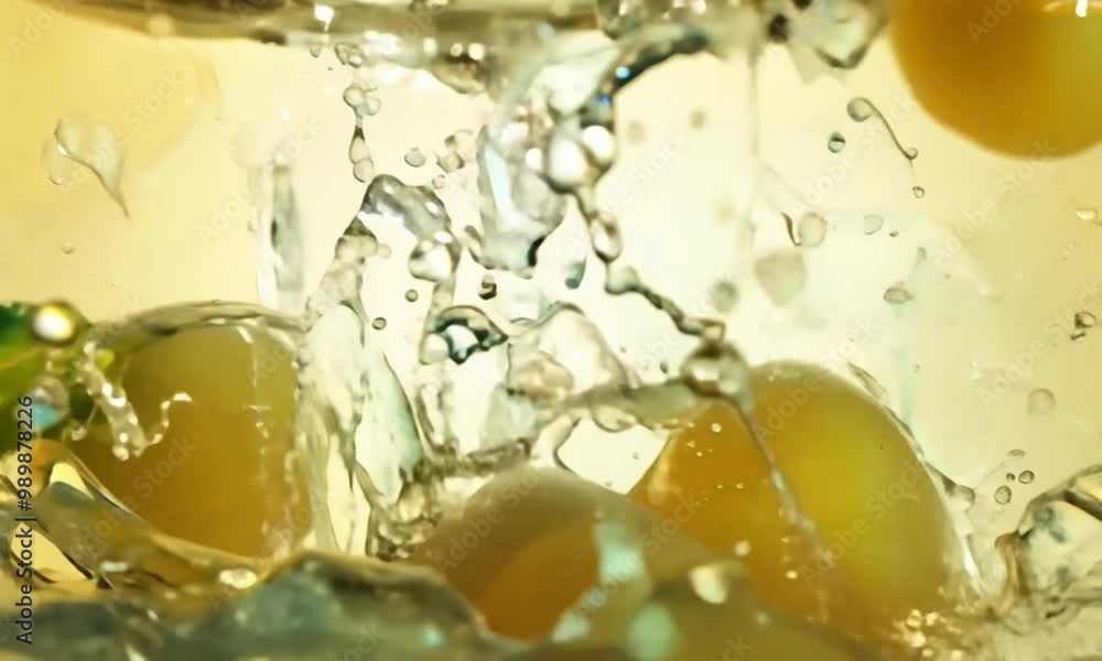 Fresh Grapes Splash Dynamic Close-Up Fresh Grapes Splash Dynamic Close-Up