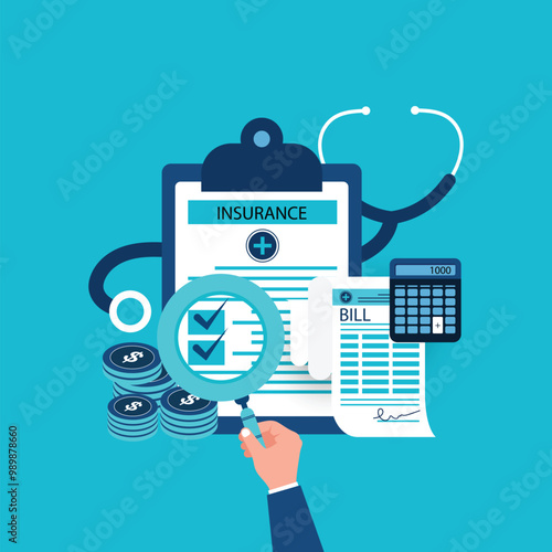 Health insurance concept. Healthcare, finance and medical service concept
