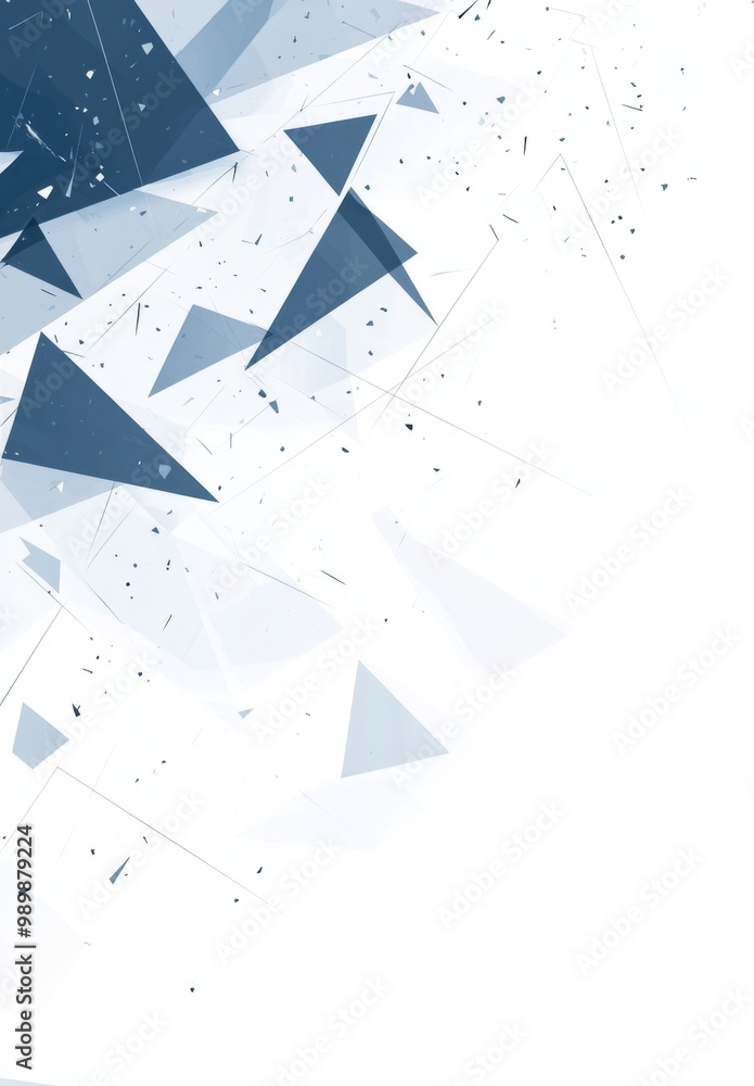 a white background with light blue and gray triangles ,with ample white space and geometric shapes a white background with light blue and gray triangles ,with ample white space and geometric shapes