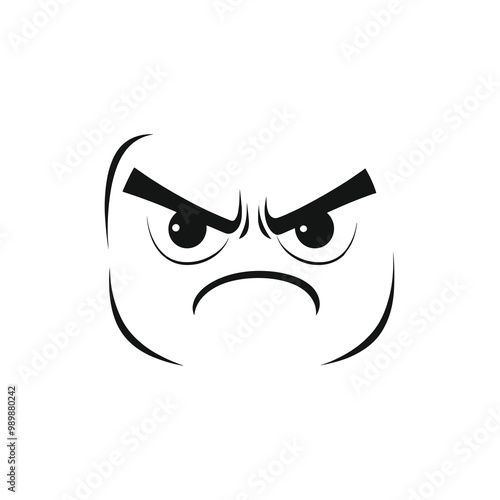 This simple line design features a Disgusted face with a frown, showcasing an expressive emotion of displeasure through clear, bold lines and minimalistic details