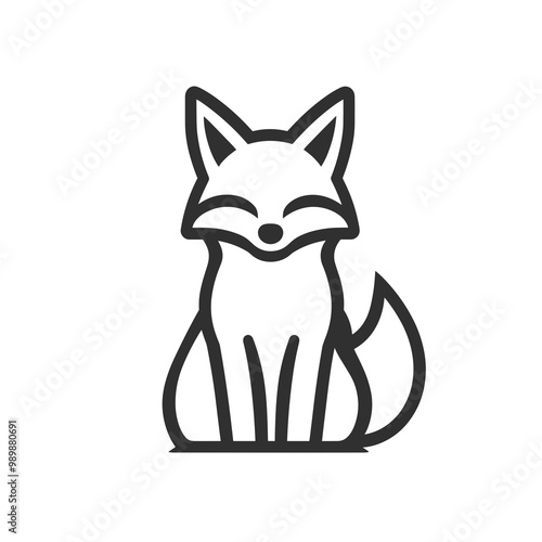 This design features a simple black and white vector icon of a fox, characterized by a friendly expression and playful posture, perfect for various applications photo