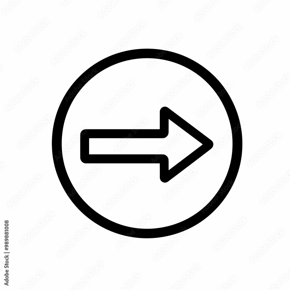 This icon features a minimalist black right arrow enclosed in a circle, designed for clear directional indication in various applications This icon features a minimalist black right arrow enclosed in a circle, designed for clear directional indication in various applications