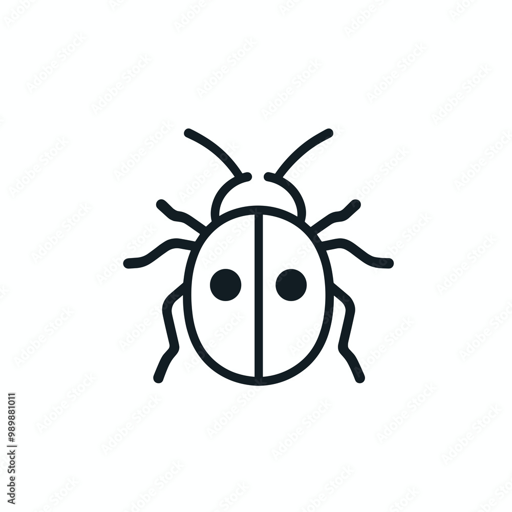 This vector icon features a simplistic black line representation of an insect, conveying clarity and versatility, perfect for web design or educational materials, Ladybug This vector icon features a simplistic black line representation of an insect, conveying clarity and versatility, perfect for web design or educational materials, Ladybug