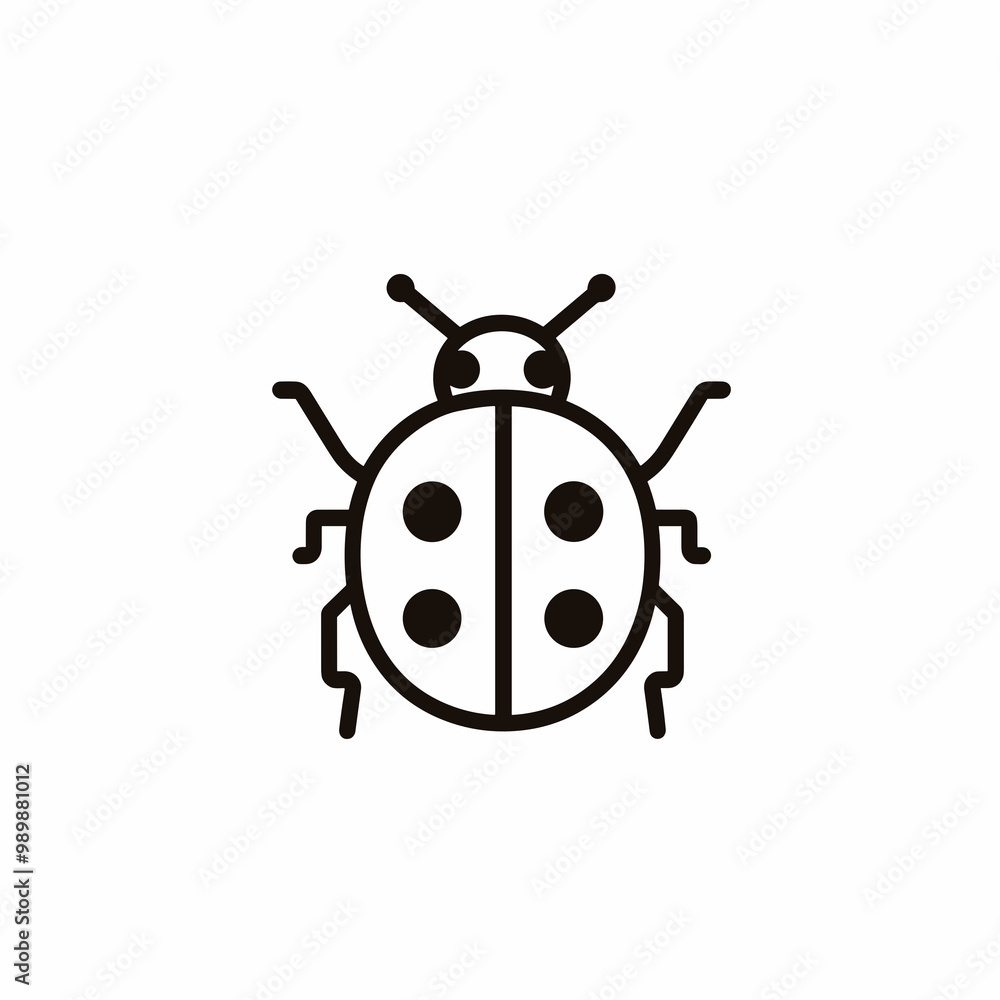 The design features a minimalist black line icon of a ladybug, showcasing its characteristic shape and distinctive spots, suitable for various applications The design features a minimalist black line icon of a ladybug, showcasing its characteristic shape and distinctive spots, suitable for various applications