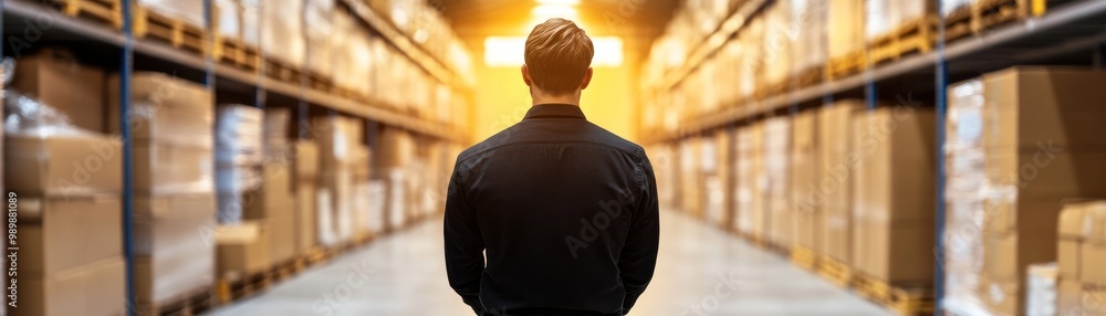 An entrepreneur in a spacious warehouse, overseeing operations with newly purchased equipment An entrepreneur in a spacious warehouse, overseeing operations with newly purchased equipment