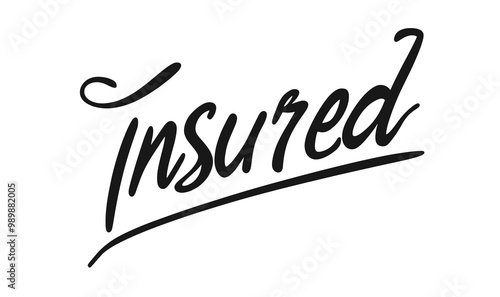 The design features the term Insured rendered in a sleek and modern cursive font, making it ideal for promoting insurance services and products
