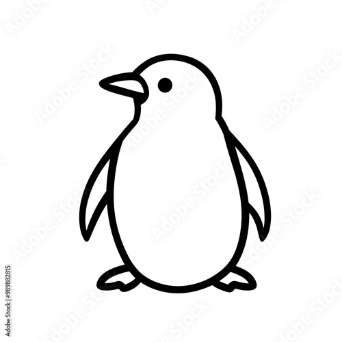 This design features a charming penguin character illustrated with a clean black line style, suitable for use in digital graphics and applications